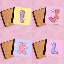 Load image into Gallery viewer, Bright colourful letter coasters
