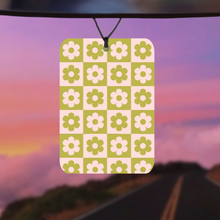 Load image into Gallery viewer, Mix &amp; match green flowers in squares car air freshener
