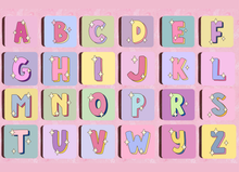 Load image into Gallery viewer, Bright colourful letter coasters
