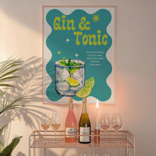 Load image into Gallery viewer, Gin &amp; Tonic cocktail print
