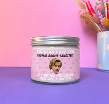 Load image into Gallery viewer, Thomas Brodie-Sangster scented candle with lid
