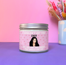 Load image into Gallery viewer, Cher scented candle with lid
